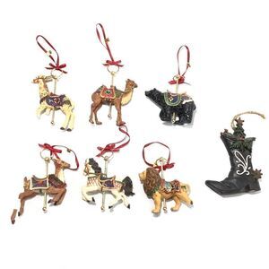 Carousel Animals Tree Ornaments Resin Collectibles One Black Boot Ornament